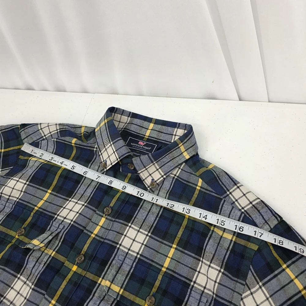Vineyard Vines Performance Slim Fit Crosby Shirt Men's‎ L Plaid Flannel Green.